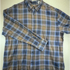 Clearwater Outfitters Shirt 2XL Men's Blue Plaid Windowpane Check